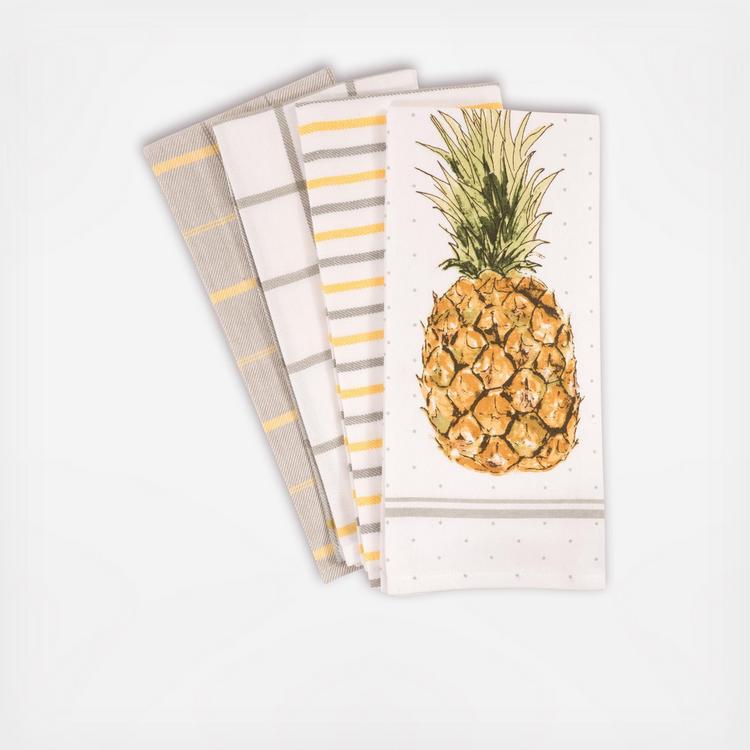 KAF Home, Pantry Pineapple Kitchen Dish Towel Set of 4 - Zola