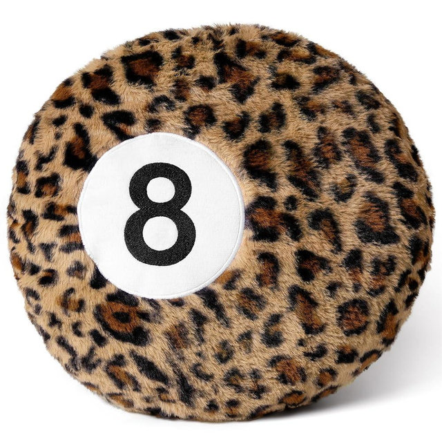 Dripykiaa Cheetah 8 Ball Throw Pillow, 14" Leopard Print 8 Ball Pillow Round Plush Decorative Cushion, Soft Trendy Throw Pillow for Bedroom & Living Room, Modern Aesthetic Home Decor for Women & Teens