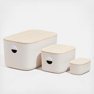 The Bin Trio 3-Piece Set with Wood Lids
