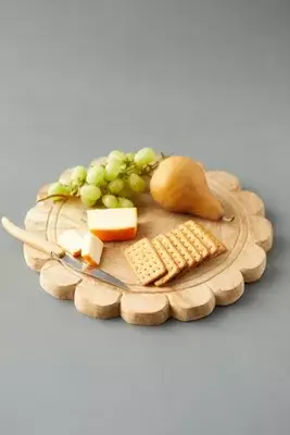 Scalloped Teak Serving Board