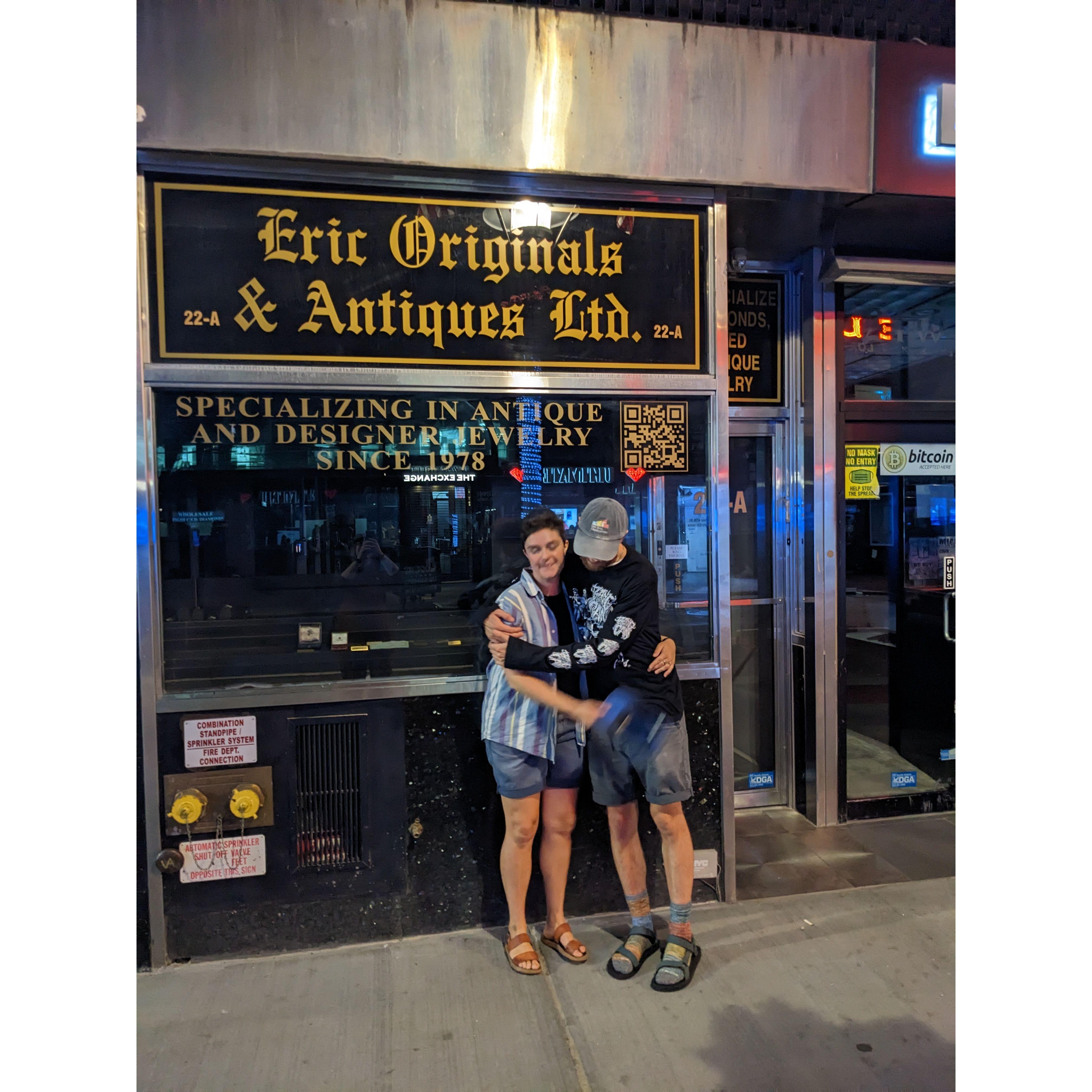This is the store where we bought Abby's engagement ring together on a surprise trip to the Diamond District (photo from a later date)