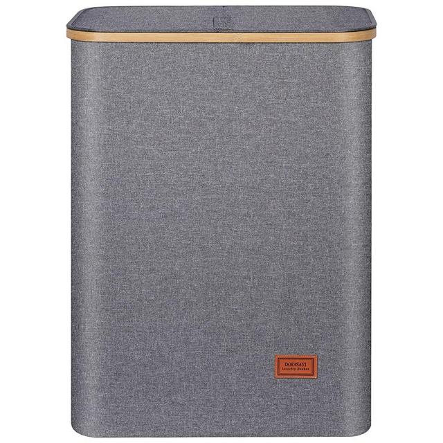 145L XXX-Large Laundry Hamper with Lid – DOFASAYI Foldable Laundry basket with Bamboo Handles, Grey Dirty Clothes Hamper for Bathroom, Bedroom, Room, Closet, Hampers for Laundry, Toys, Clothing , Grey
