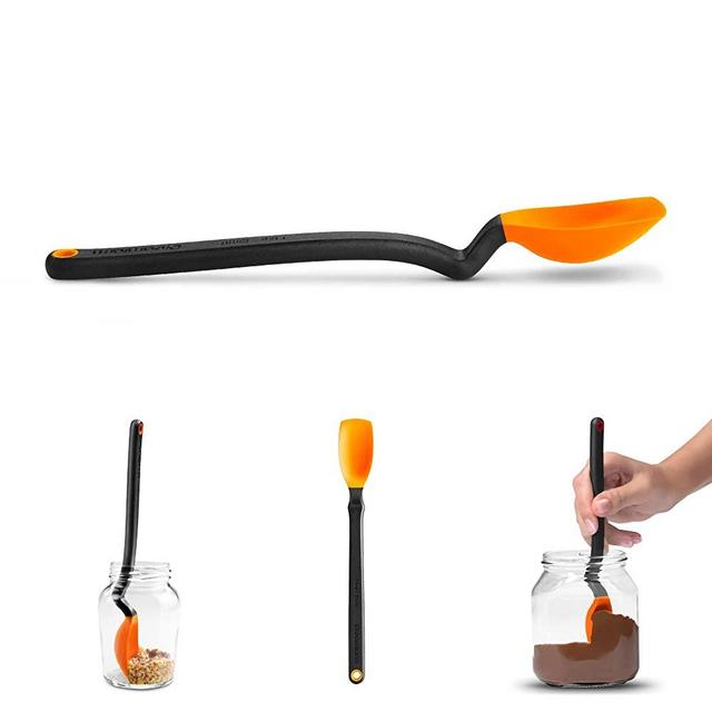 Dreamfarm Mini Supoon | Non-Stick Silicone Sit Up Scraping & Cooking Spoon with Measuring Lines | Orange