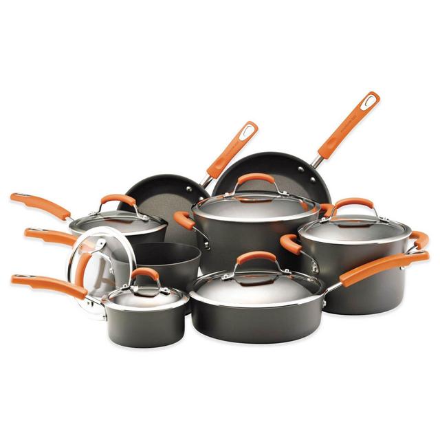 Rachael Ray™ Hard Anodized Nonstick 14-Piece Cookware Set in Grey/Orange