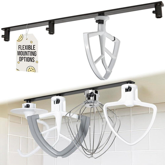 Stand Mixer Attachment Holder Compatible with All Kitchen Aid Mixer Accessories - Quick & Easy Installation Perfect for Kitchen Organization & Attachment Storage - Securely Holds 4 Mixer Attachments