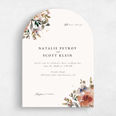 Beige Arch Wedding Invitation - Fenella Portrait