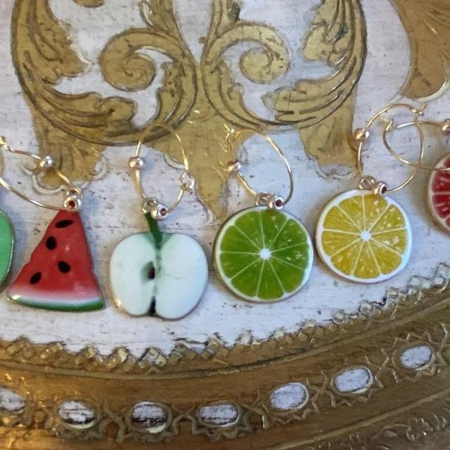 Fruit Wine Glass Charms 8 pack-Champagne Flute Charms