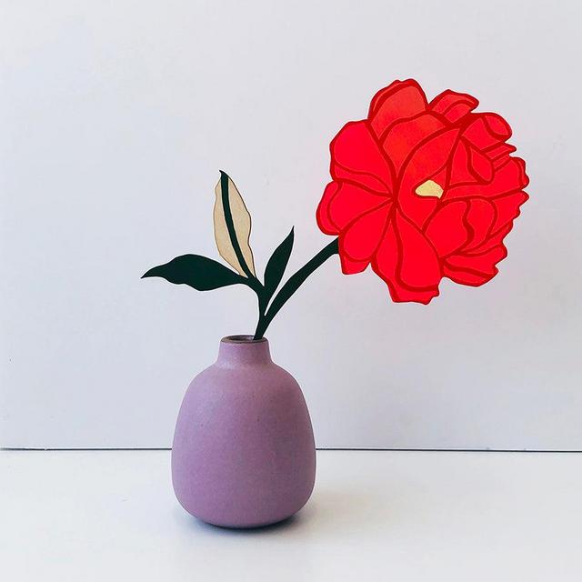 Hand Painted Wooden Peony