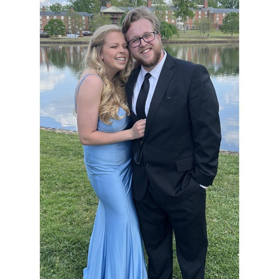 Our first formal (2021).  Fun fact: Cat actually asked Bennett to go to formal with her in 2019 when we were "just friends", which would've been our first date, but COVID happened.
