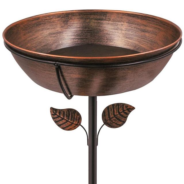 OUISJYER 3" Deep Metal Bird Bath for Outdoors, Removable 13" Dia Bowl with Stable Upgrades Stake, Easy to Clean Birdbaths for Garden Yard Lawn Decor 1.4 Gallon