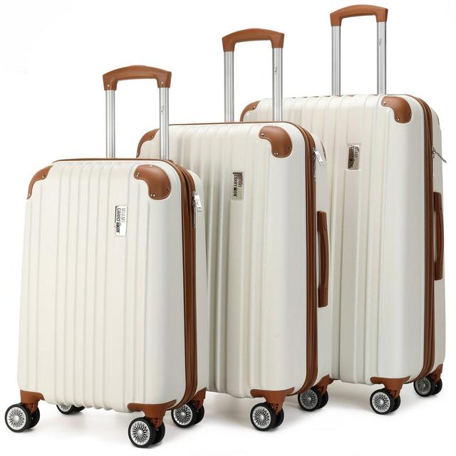 Miami CarryOn Collins Expandable Hardside Checked 3pc Luggage Set - White