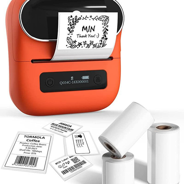 M220 Label Maker, Phomemo 3.14 Inch Bluetooth Thermal Label Printer for Barcode, Address, Labeling, Mailing, File Folder Labels, Easy to Use, Support with Phones&PC, with 3 Roll Labels