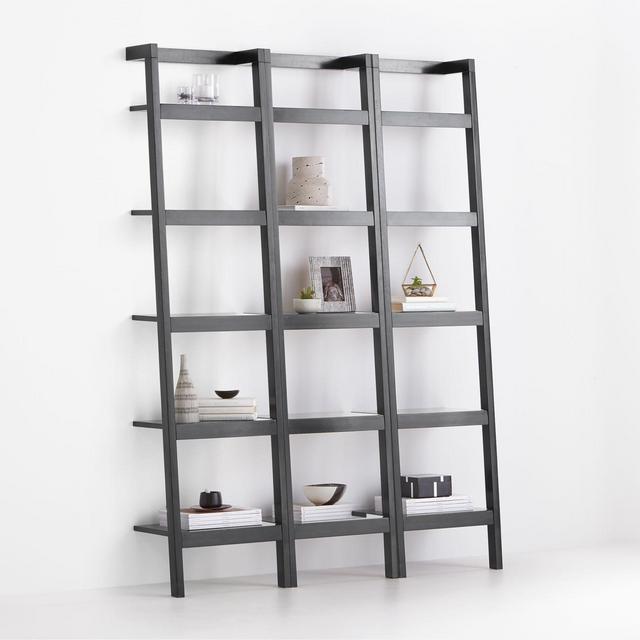 Sawyer Black Leaning 18'' Bookcases, Set of 3
