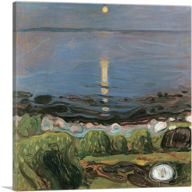 ARTCANVAS Summer Night at The Beach 1903 Canvas Art Print by Edvard Munch - 18" x 18" (0.75" Deep)