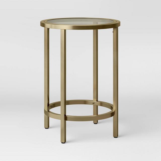 Greenwich Round Glass Top End Table with Brass Base - Threshold™