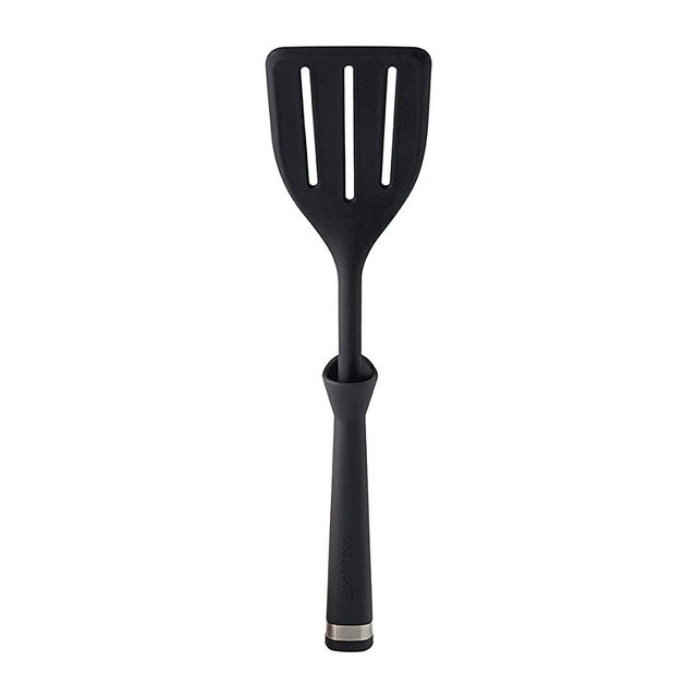 Mastrad Silicone Self Standing Spatula - Kitchen Spatula with Built In Spoon Rest - Never Hits Counter Top - Heat Resistant to 482F - 12"