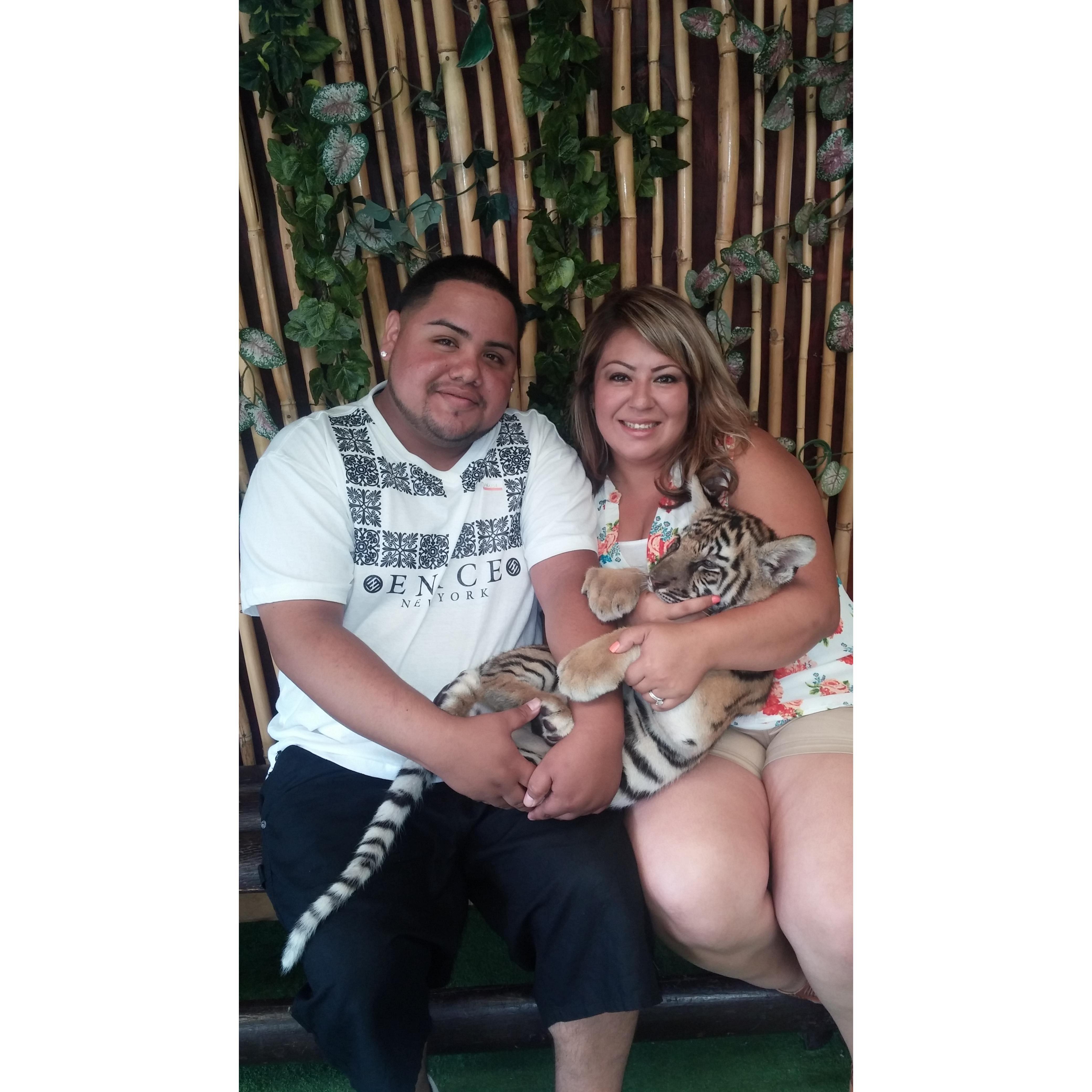 Being adventurous in Ensenada. He almost lost his finger but we got a cute picture :)