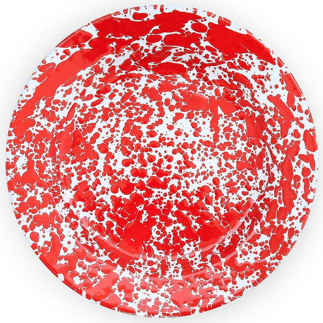Enamelware Dinner Plate, 10.25 inch, Red/White Splatter (Set of 4)