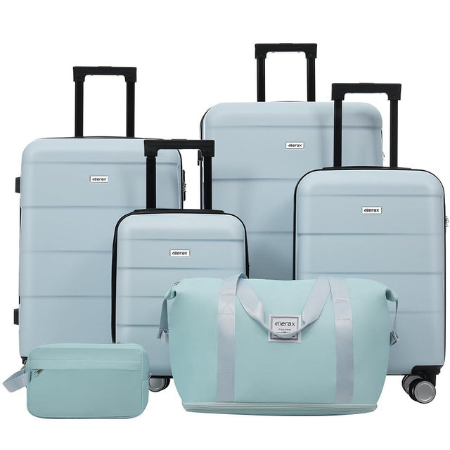 Merax Luggage Set 6 Piece Suitcase Sets with Double Spinner Wheels,Hard shell suitcase Laggage with Handle Password Lock.16 20" 24" 28"