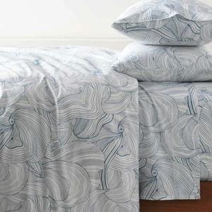 Classic Percale Duvet Cover - Oyster in Blue - Full/Queen