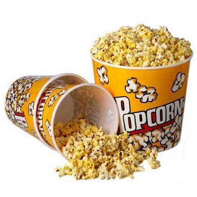 Set of 3 Fun Movie Theater Style Plastic Popcorn Tubs - 8"-7.75"