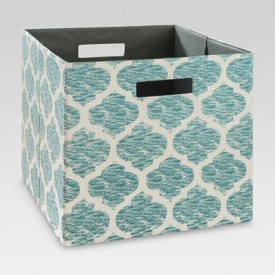 Fabric Cube Storage Bin Teal Pattern 13" - Threshold&#153;
