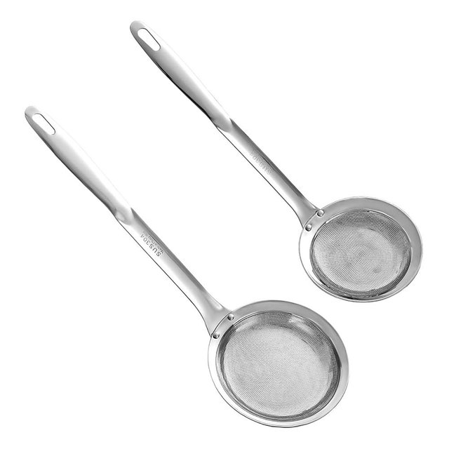 YENXIKU Multi-Functional Hot Pot Fat Skimmer Spoons For Cooking - Stainless Steel Fine Mesh Strainer Spoon, Slotted Spoons For Cooking, Fat Separator, Ladle Cooking Strainer Spoon (DIA 3.54" & 4.33")