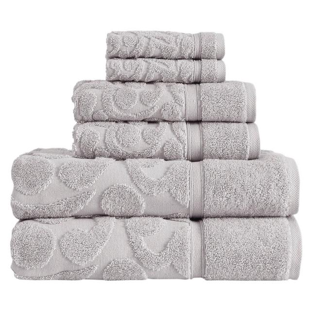 SALBAKOS Sculpted Jacquard 6-Piece Towel Set in Grey