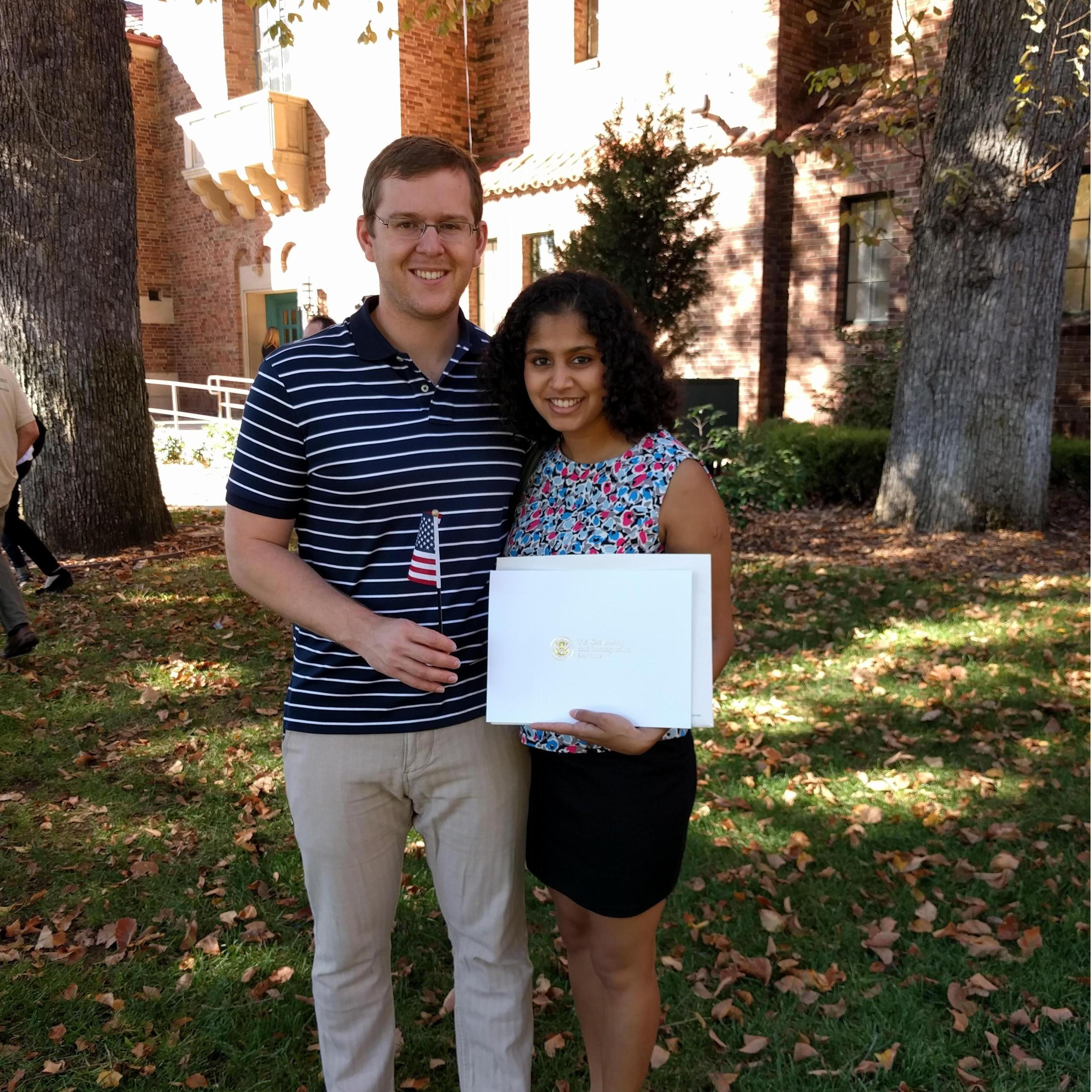 Sacramento, CA, Oct 2017. Debika's naturalization ceremony.