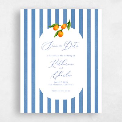 Denim Blue Wedding Save the Date - Tropea Portrait