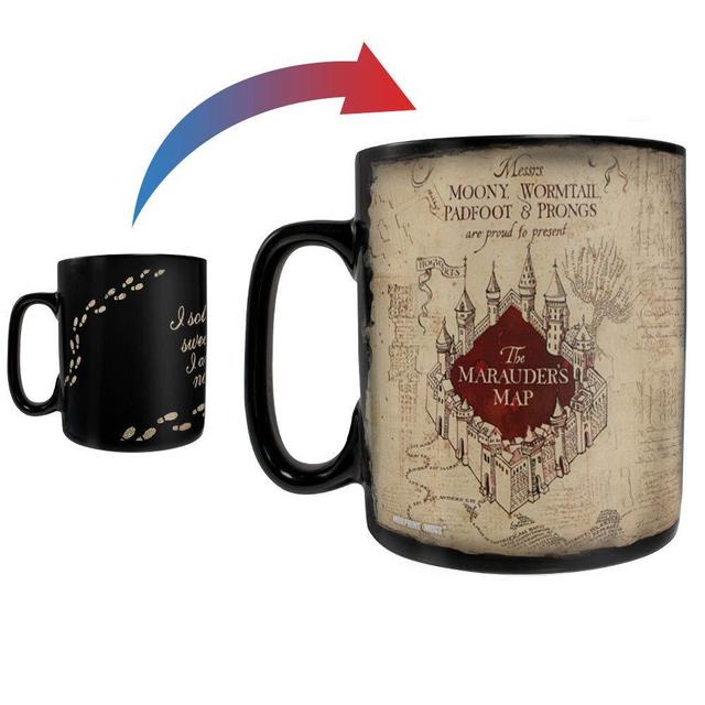 Harry Potter - Marauders Map - I Solemnly Swear – 16 oz Large Ceramic Morphing Mugs Heat Sensitive Clue Mug – Full image revealed when HOT liquid is added