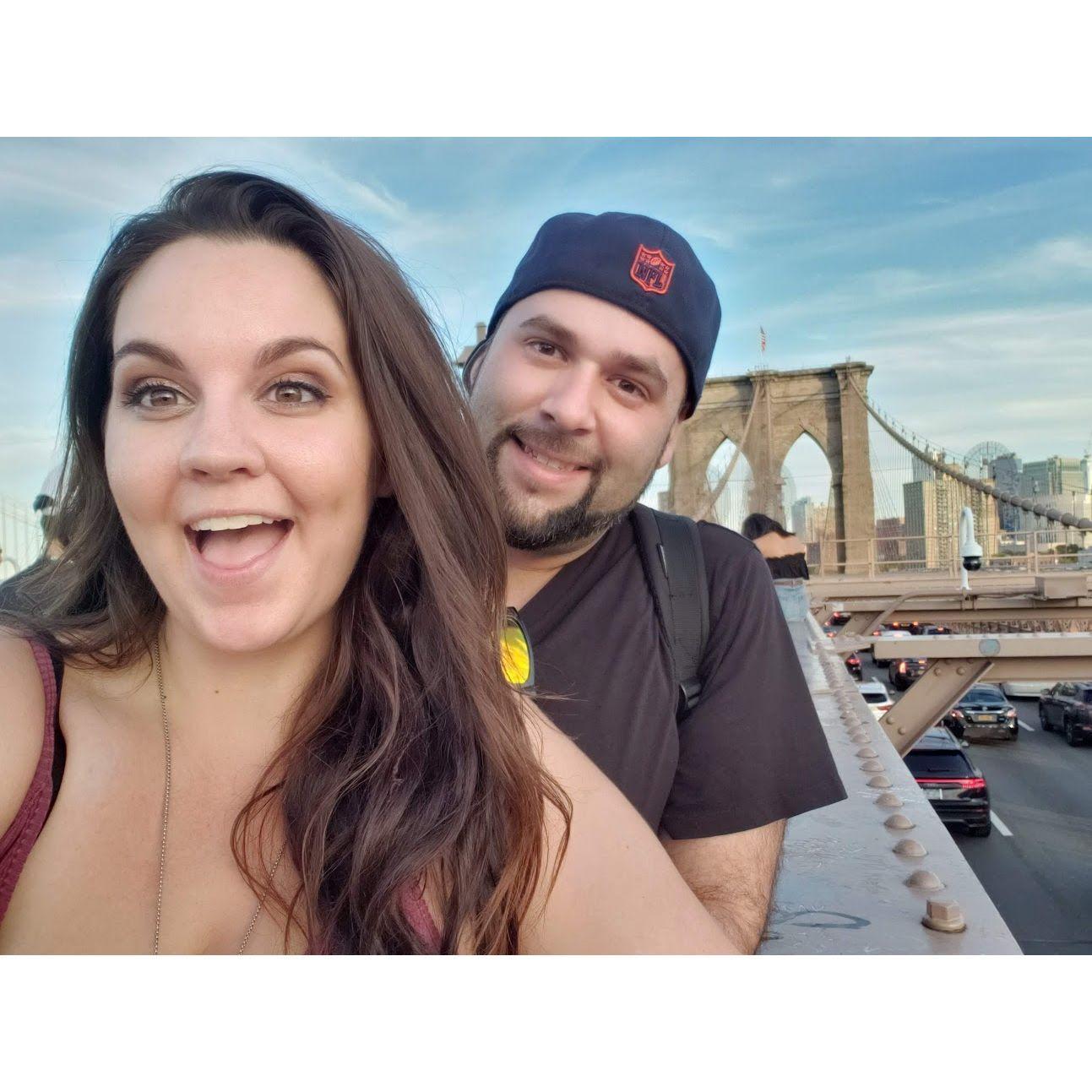 Goofing around at the Brooklyn Bridge in New York, 2019!