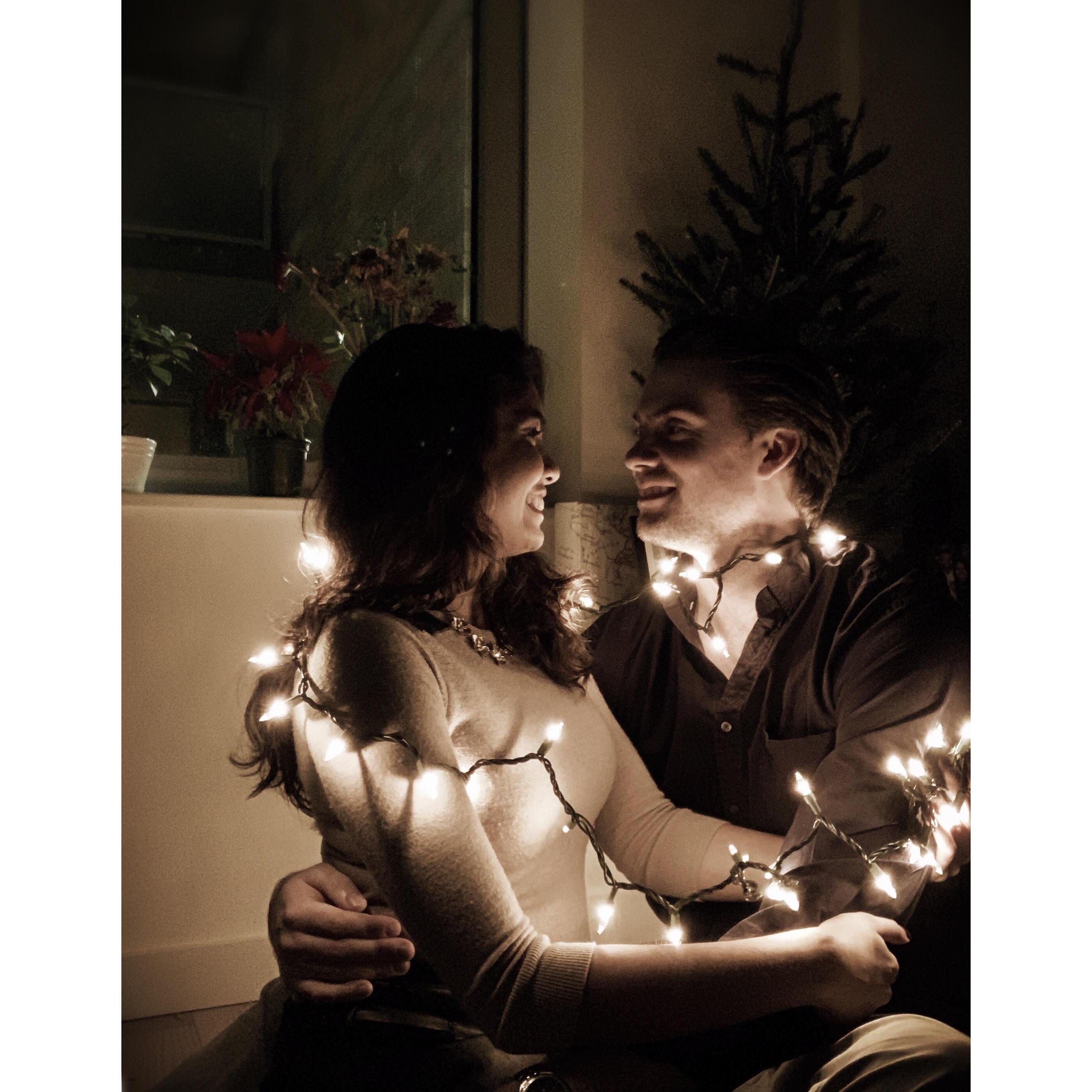 November 2018: Putting up Christmas lights on our very own little Christmas tree!