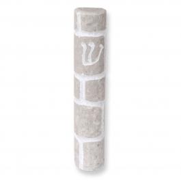 Gray Jerusalem Stone Wall Shin Mezuzah Case