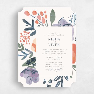 Beige Ticket Wedding Invitation - Colletta Classic