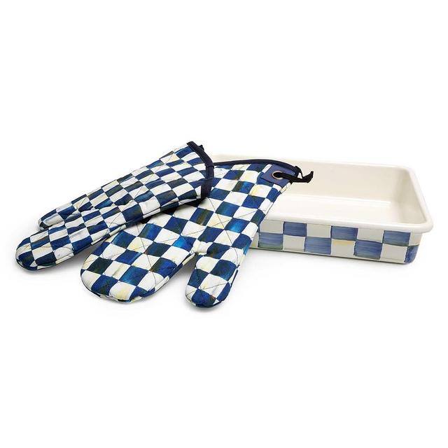 MacKenzie-Childs Royal Check Enamel Baking Set, Enamel Baking Pan and Oven Mitt Set