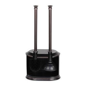 Alumiluxe Toilet Brush and Plunger Set with Holder in Oil Rubbed Bronze/Copper