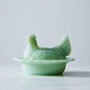 Mosser Glass Jadeite Glass Chicken Dish with Lid, Vintage-Inspired