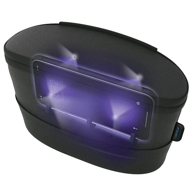 HoMedics UV Clean Sanitizer Bag Portable UV Light Sanitizer, Fast Germ Sanitizer for Cell Phone, Makeup Tools, Credit Card, Keys, Glasses, Kills 99.9% of Bacteria & Viruses, Black