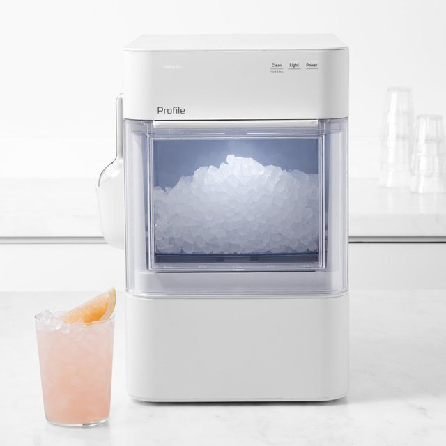 GE Profile Opal 2.0 Ultra Nugget Ice Maker with Scale Inhibiting Filter, Stone White