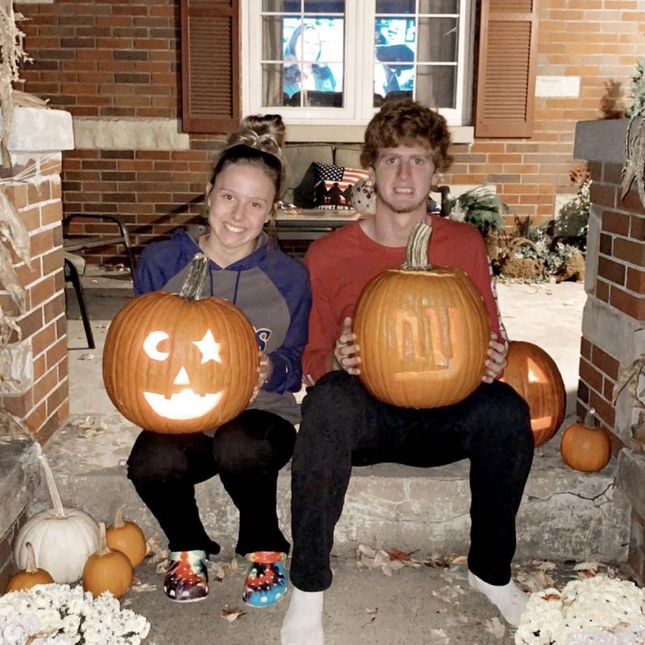 Sophomore year carving pumpkins.
