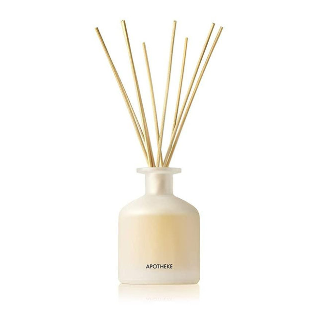 APOTHEKE Luxury Scented Oil Reed Diffuser, Hinoki Lavender, 6.7 oz - Cypress, Lotus Flower & Sandalwood Fragrance Oil, Pure, Alcohol Free, Unique, Strong, Lasting, Beautiful, Artisan Crafted