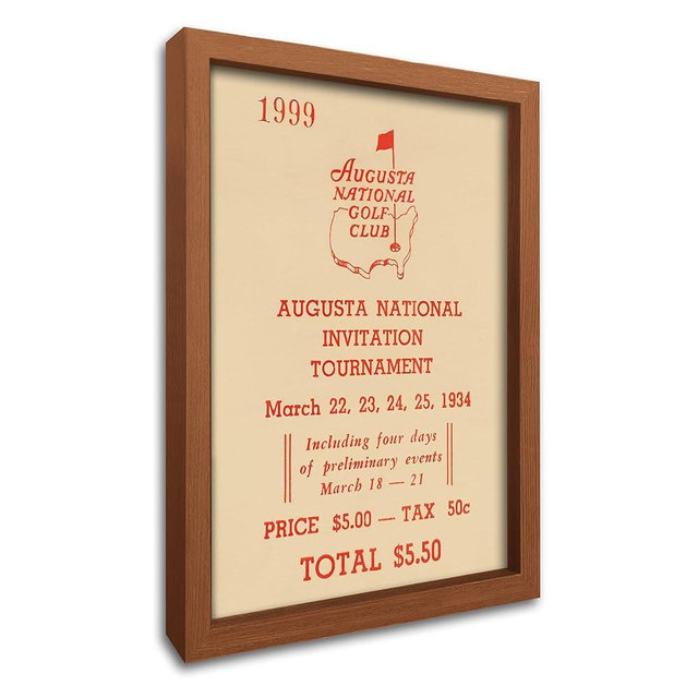 Framed Vintage Golf Wall Decor, Masters Golf Augusta National 1934 Tournament Wall Art Canvas Poster for Living Room Bedroom Office Decorations (8" x 10")
