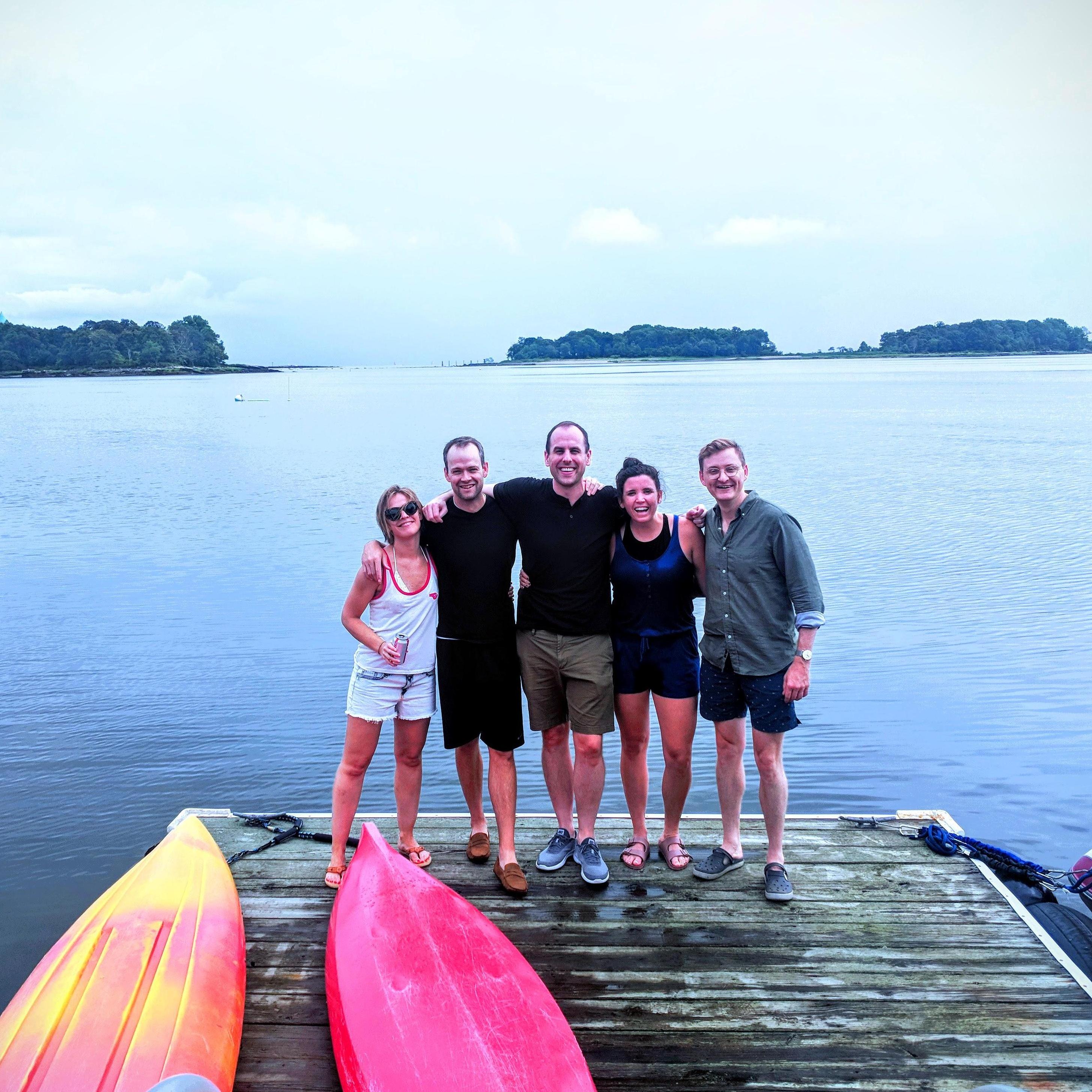 With friends on our favorite dock near house in Connecticut
