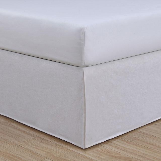 LinenWeave Vintage Washed Queen Bed Skirt in White