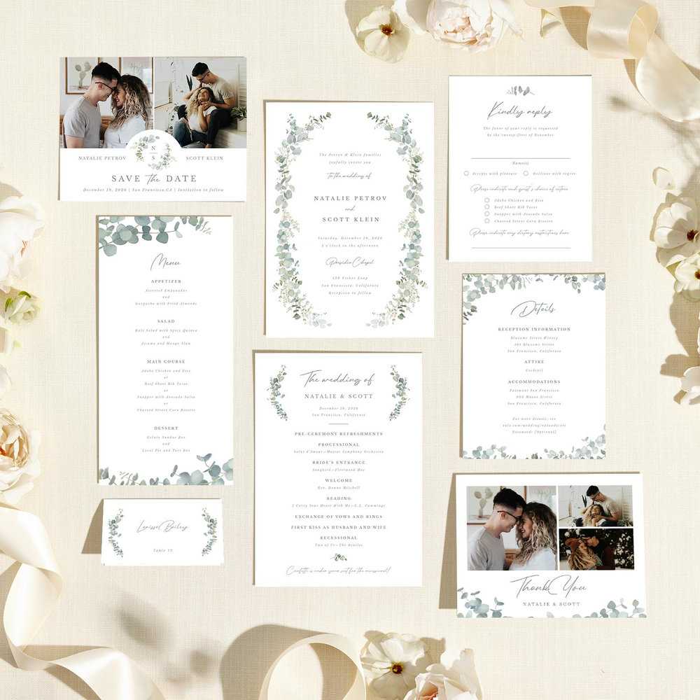 Verde Portrait | White | Zola Wedding Invitations