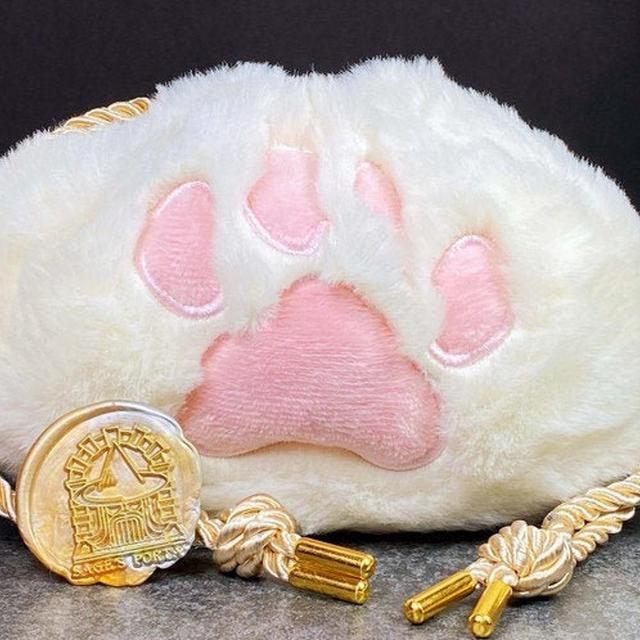 Sage’s Furry Kittypaw Bag – White Fur/Pink Paw Dice Bag | Dungeons Dragons DnD Games