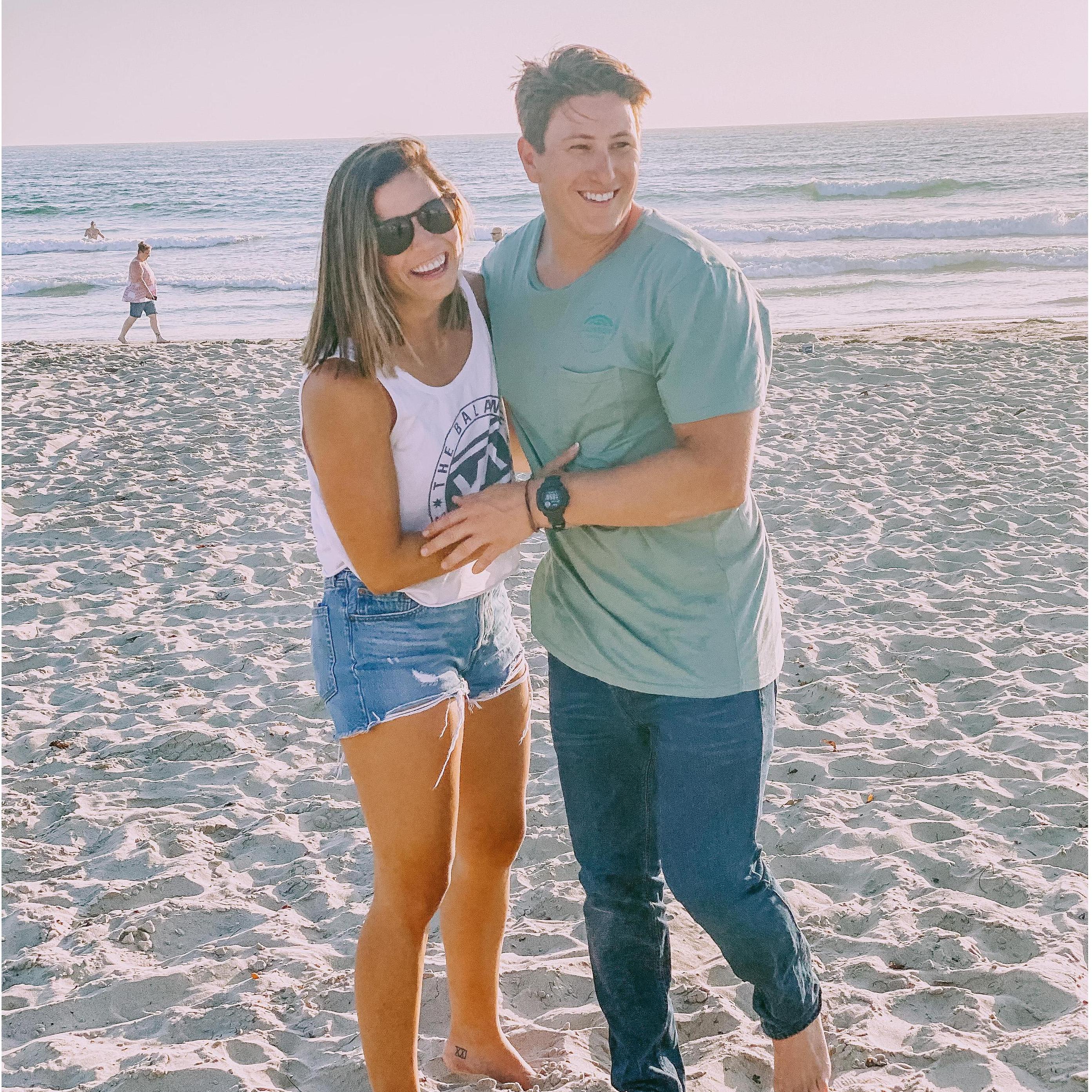 On Mission Beach where Justin proposed!