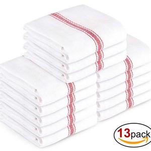 AMA's Kitchen - Kitchen Towel Dish Towels (13 Pack) Tea Towels 100 Percent Cotton Dish Cloths Red and White Dish Towels (15 x 25 Inch) Machine Washable By Ama's Kitchen