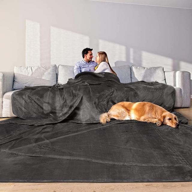 Oversized Blanket 120x120 Inches, Giant Huge Blanket 10'x10' Blanket for Bed, Sofa,Travel and Camping, Extra Large Big Soft Blanket Fits The Whole Family and Outdoor Campaign, Dark Grey 10x10 Blanket